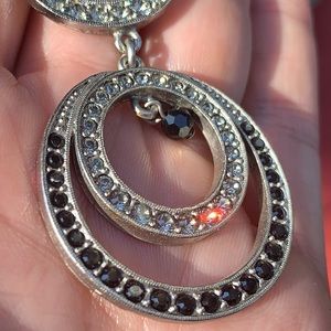 Tommassini circles pendant necklace black clear stones